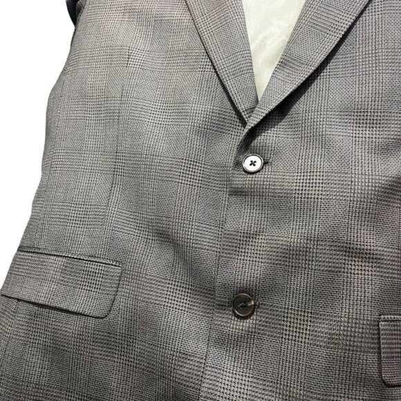 Hart Schaffner Marx men's Sport coat 44L gray brown plaid 2 button - Picture 4 of 8